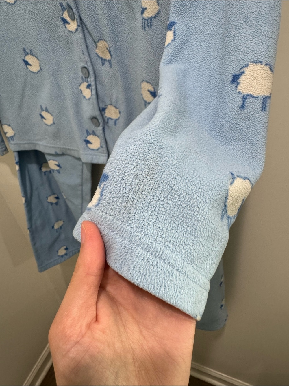 Y2K PINK Victoria’s Secret Blue Sheep Fleece Pajama Set Size Large - Picture 13 of 16